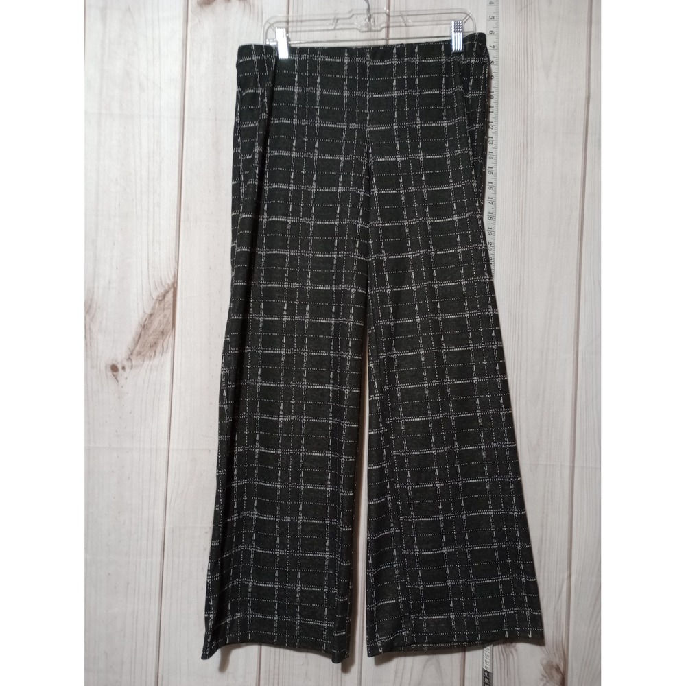 John Paul Richard Plaid Wide Leg Pants Women's Size L Polyester Spandex Trousers